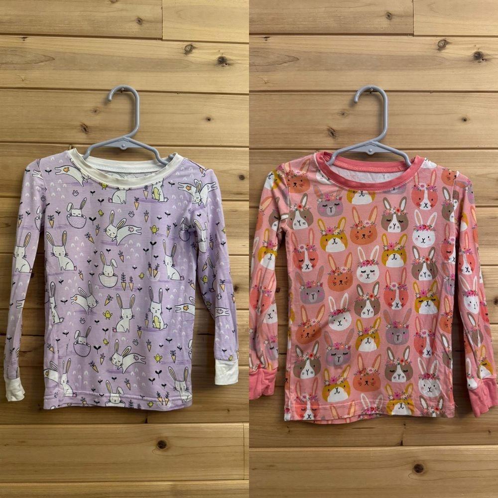 Bundle Little Sleepies Size 2T Bamboo Bunny Pattern Long Sleeve Tops